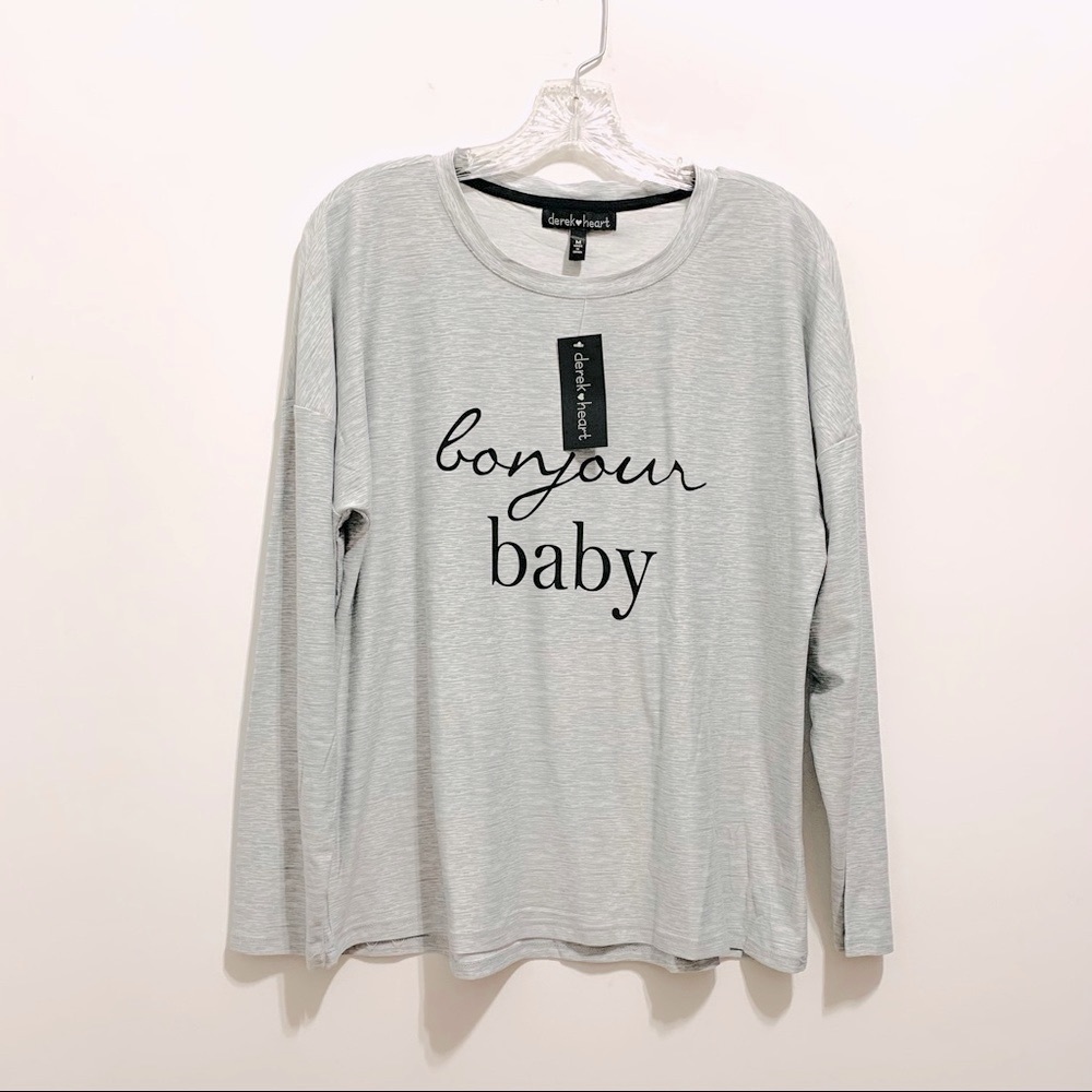 2-Piece Women’s Derek Heart ‘Bonjour Baby’ Eiffel Tower Paris France Pajama Set